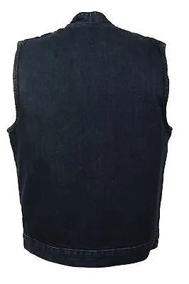 MEN'S SON OF ANARCHY BLUE DENIM MOTORCYCLE VEST 1 GUN POCKET INSIDE