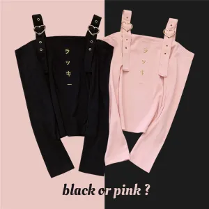 Metal Heart Lovely Punk Japanese Embroidered Long Sleeve Top UB6254