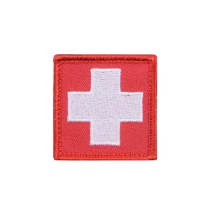 MilSpec White Cross Red Morale Patch