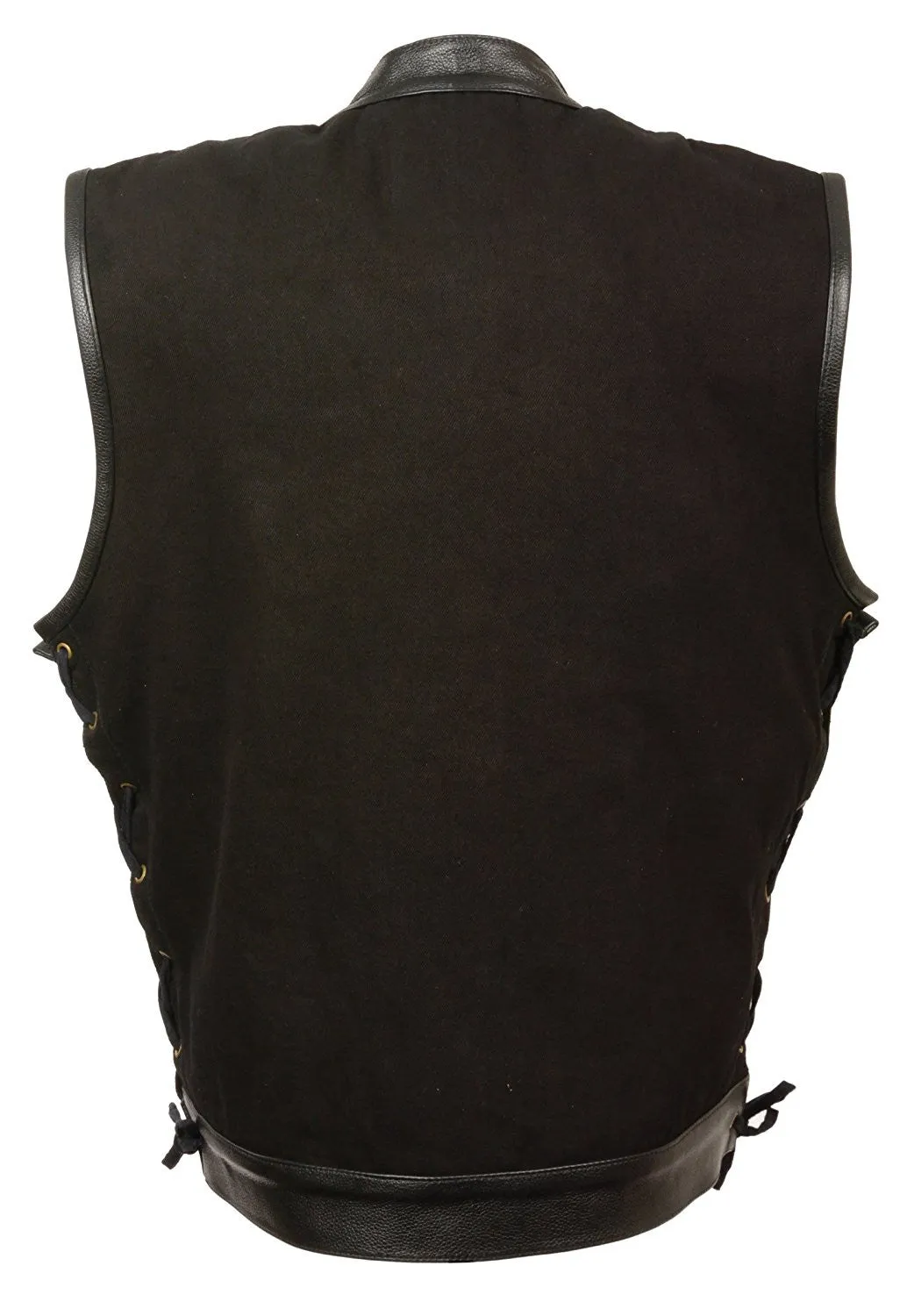 Milwaukee Men's Denim Club Vest with Leather Trims With or Without Lace