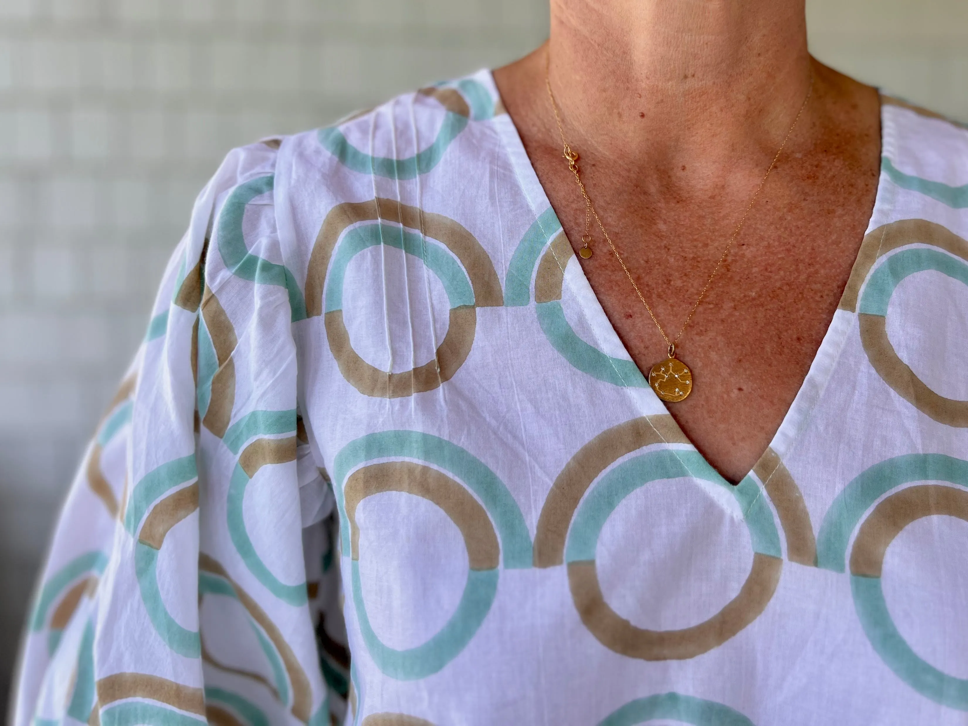 Mint Prairie Dog Puff Sleeve Blouse