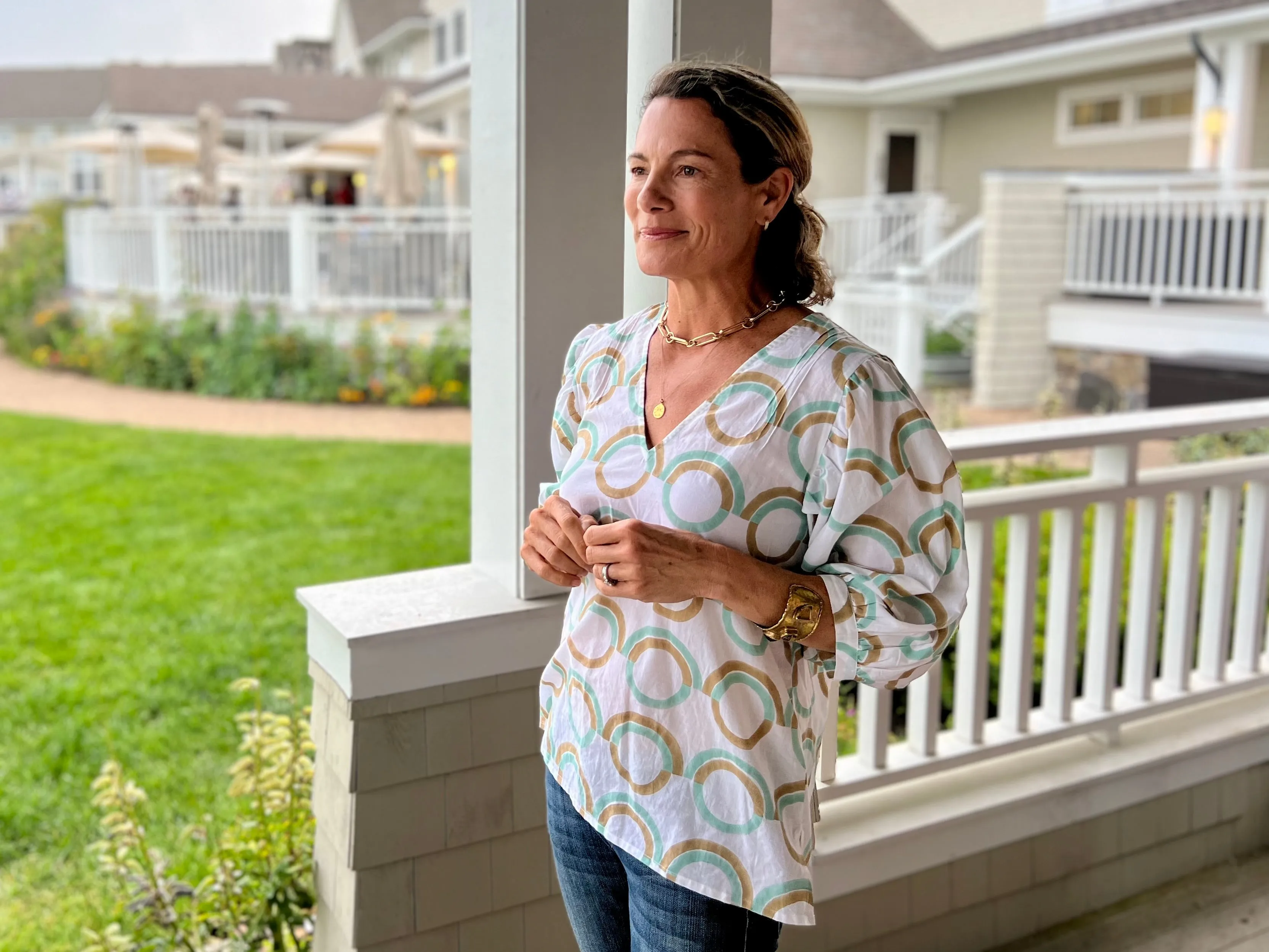 Mint Prairie Dog Puff Sleeve Blouse