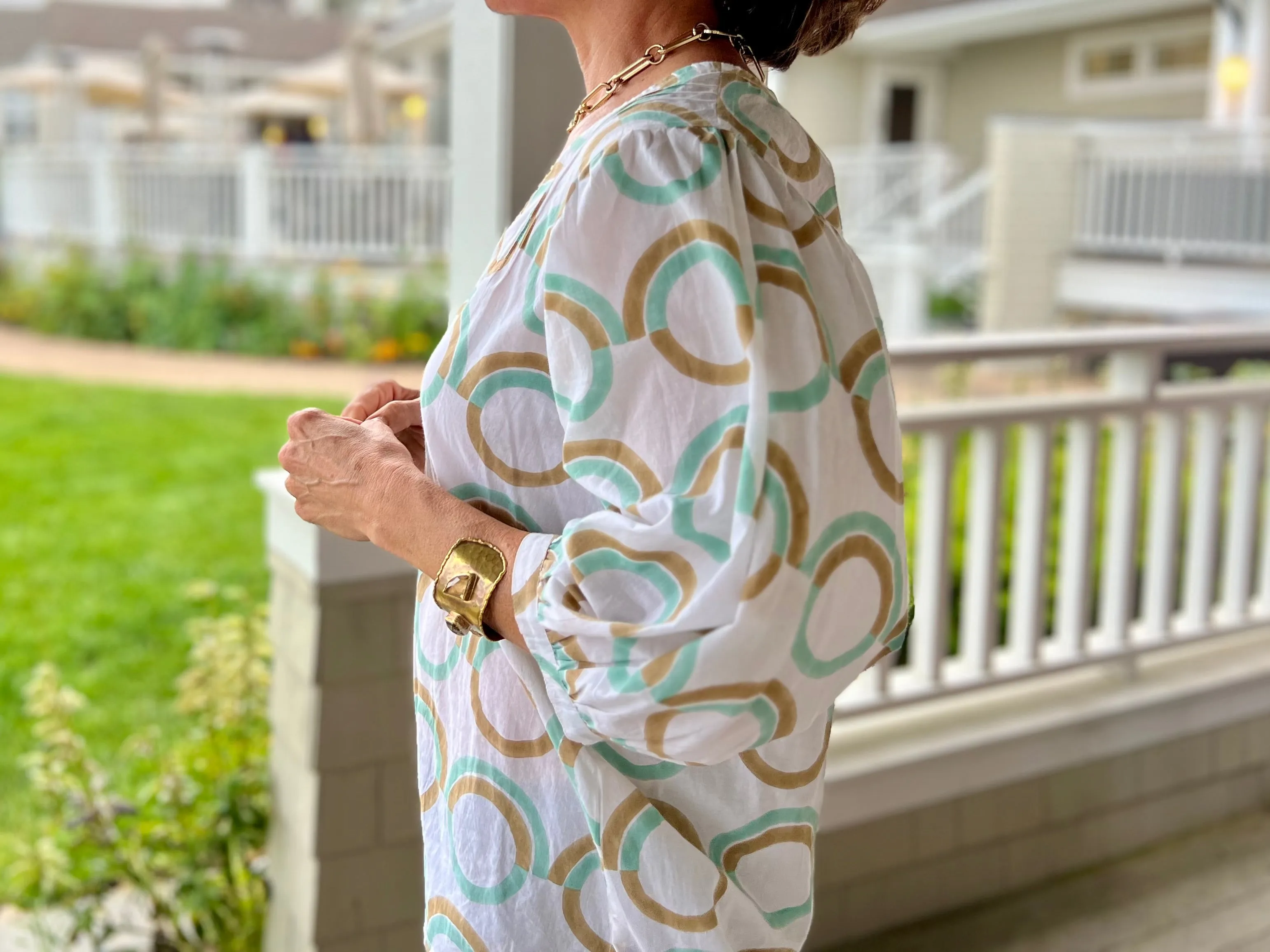 Mint Prairie Dog Puff Sleeve Blouse