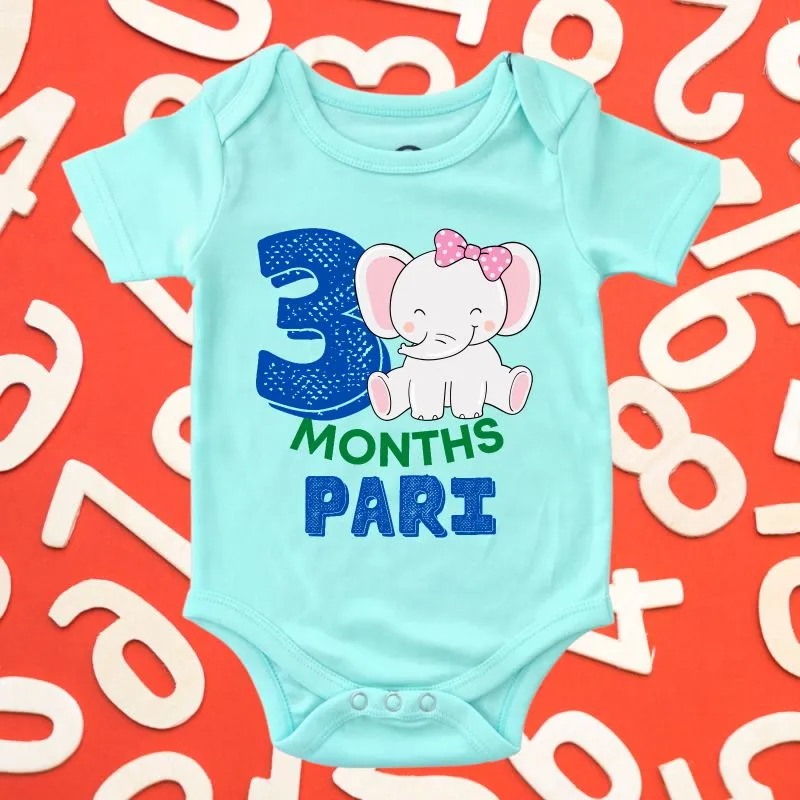 Monthly Birthday Rompers | 0-11 Months | Jungle Theme Jumbo Elephant Romper for Babies