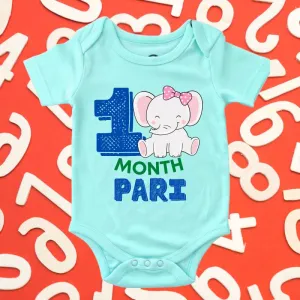 Monthly Birthday Rompers | 0-11 Months | Jungle Theme Jumbo Elephant Romper for Babies
