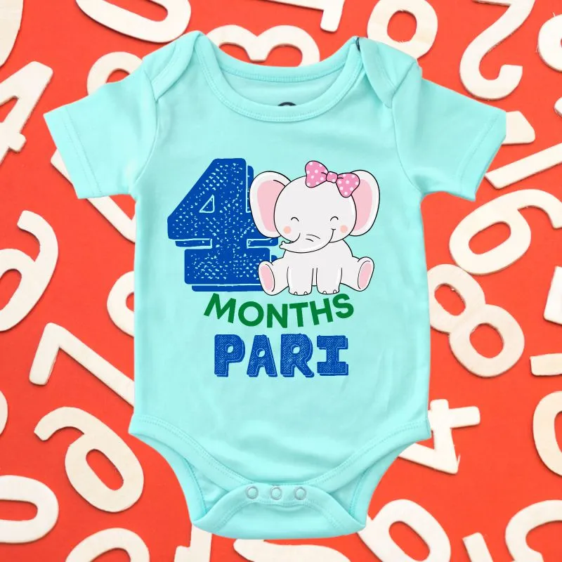 Monthly Birthday Rompers | 0-11 Months | Jungle Theme Jumbo Elephant Romper for Babies