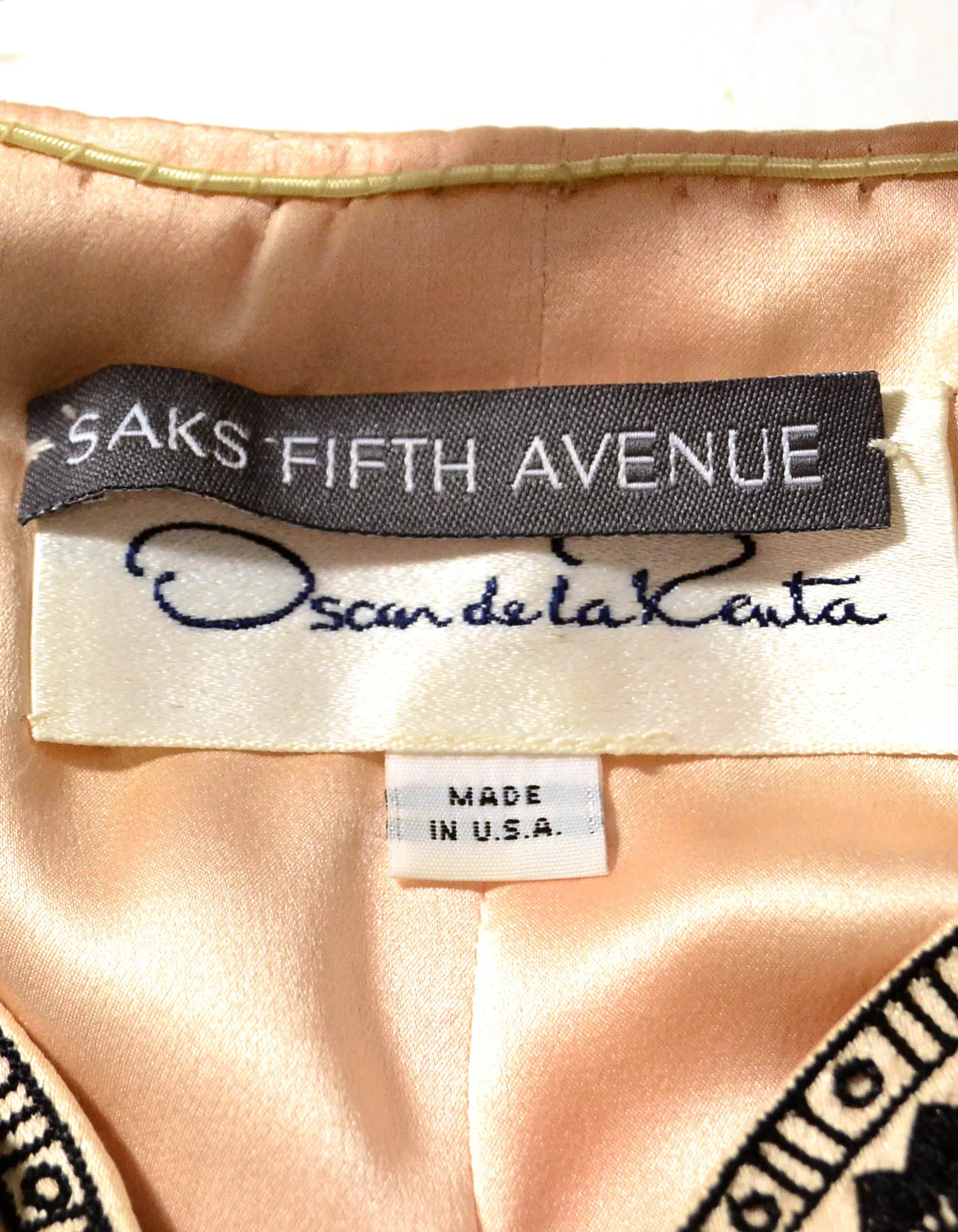 Oscar de la Renta Champagne Silk Embroidered Jacket w/Sequins sz S