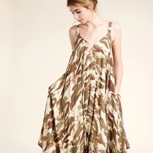 Oversized V-Neck Camo Jumpsuit