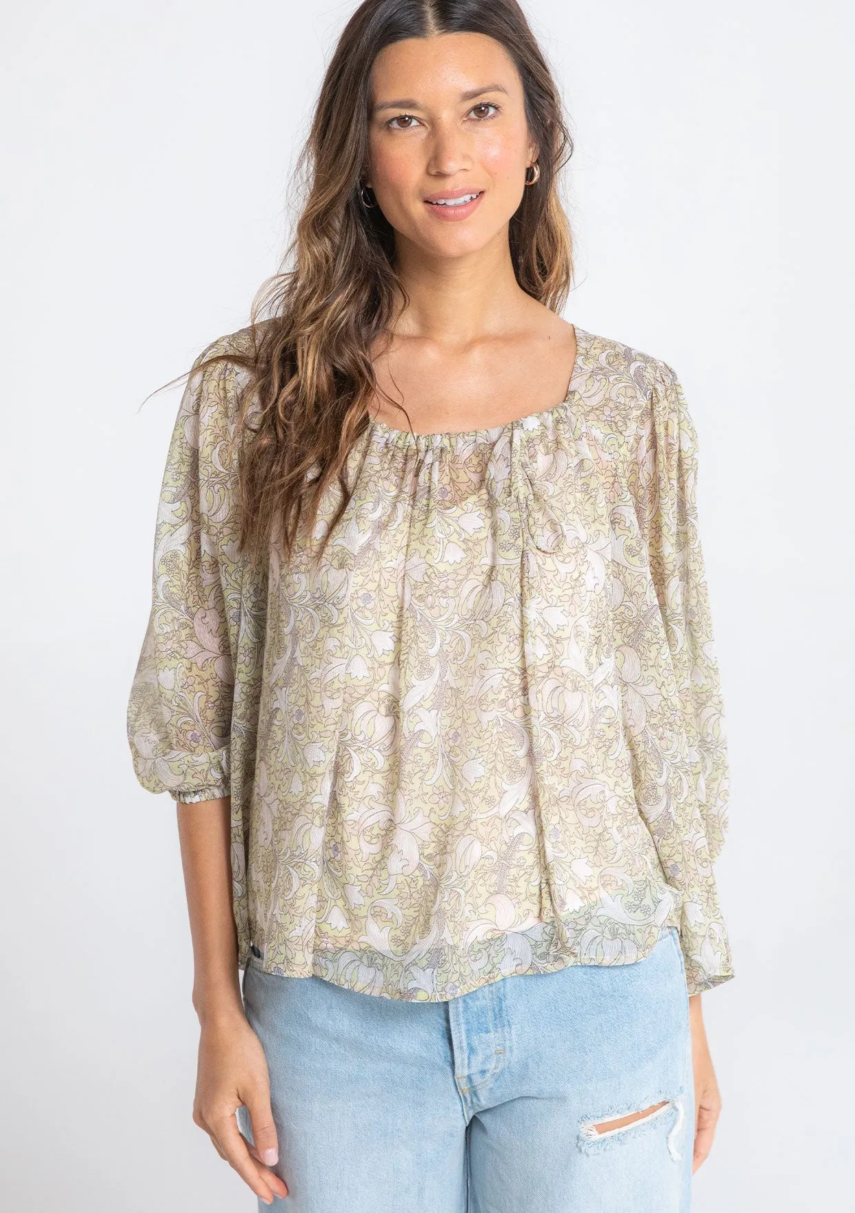Paisley 3/4 Sleeve Sheer Blouse