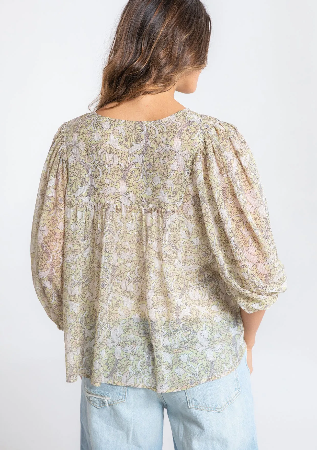 Paisley 3/4 Sleeve Sheer Blouse