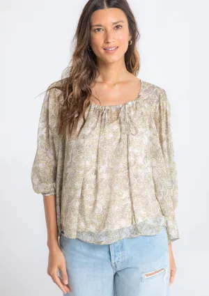 Paisley 3/4 Sleeve Sheer Blouse