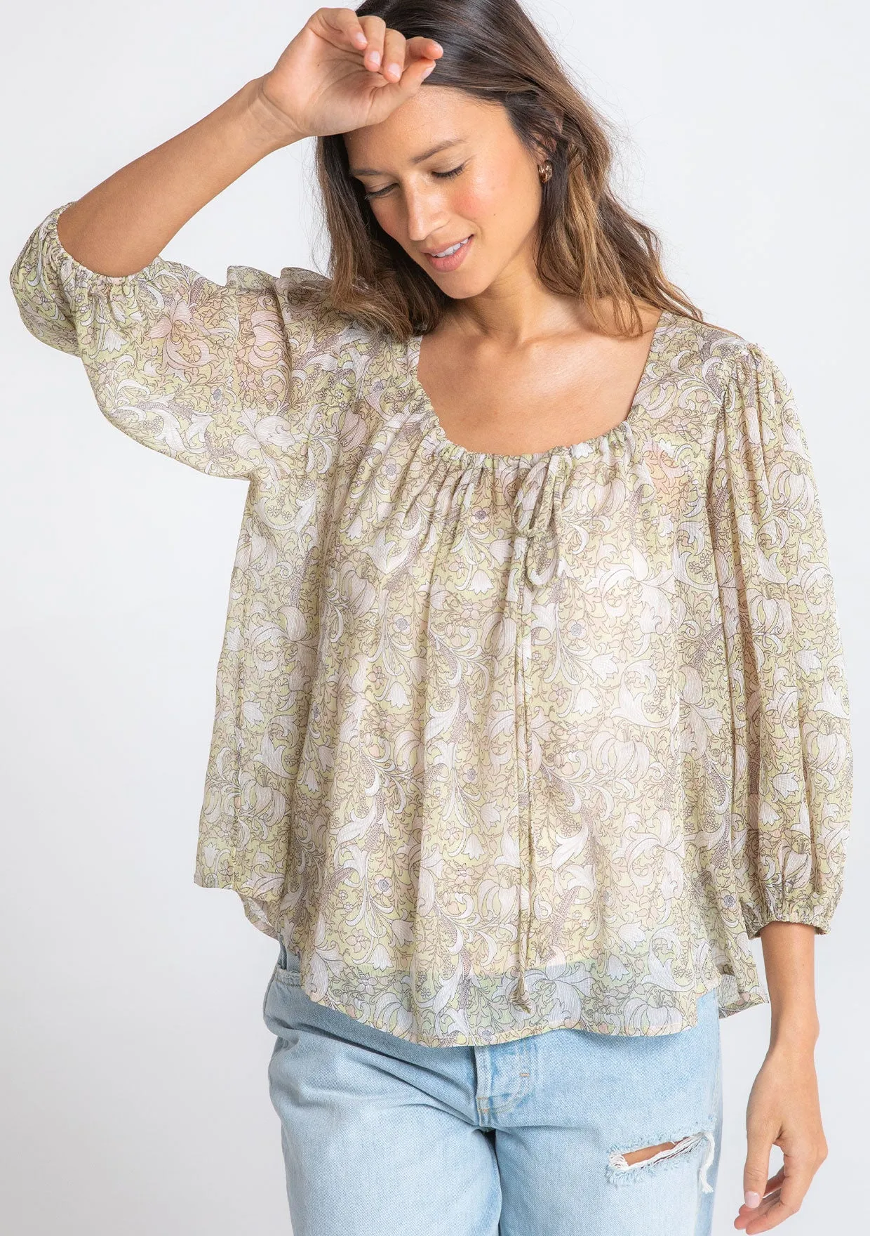 Paisley 3/4 Sleeve Sheer Blouse
