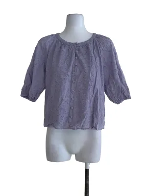 Periwinkle Purple Eyelet Lace Blouse