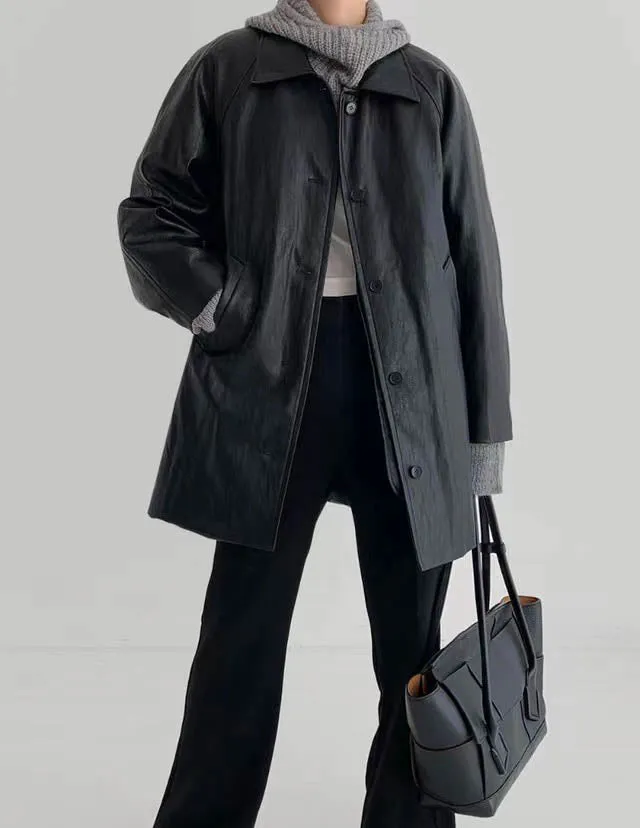 Pia Faux Leather Jacket Black