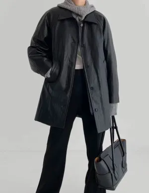 Pia Faux Leather Jacket Black