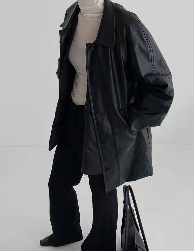 Pia Faux Leather Jacket Black