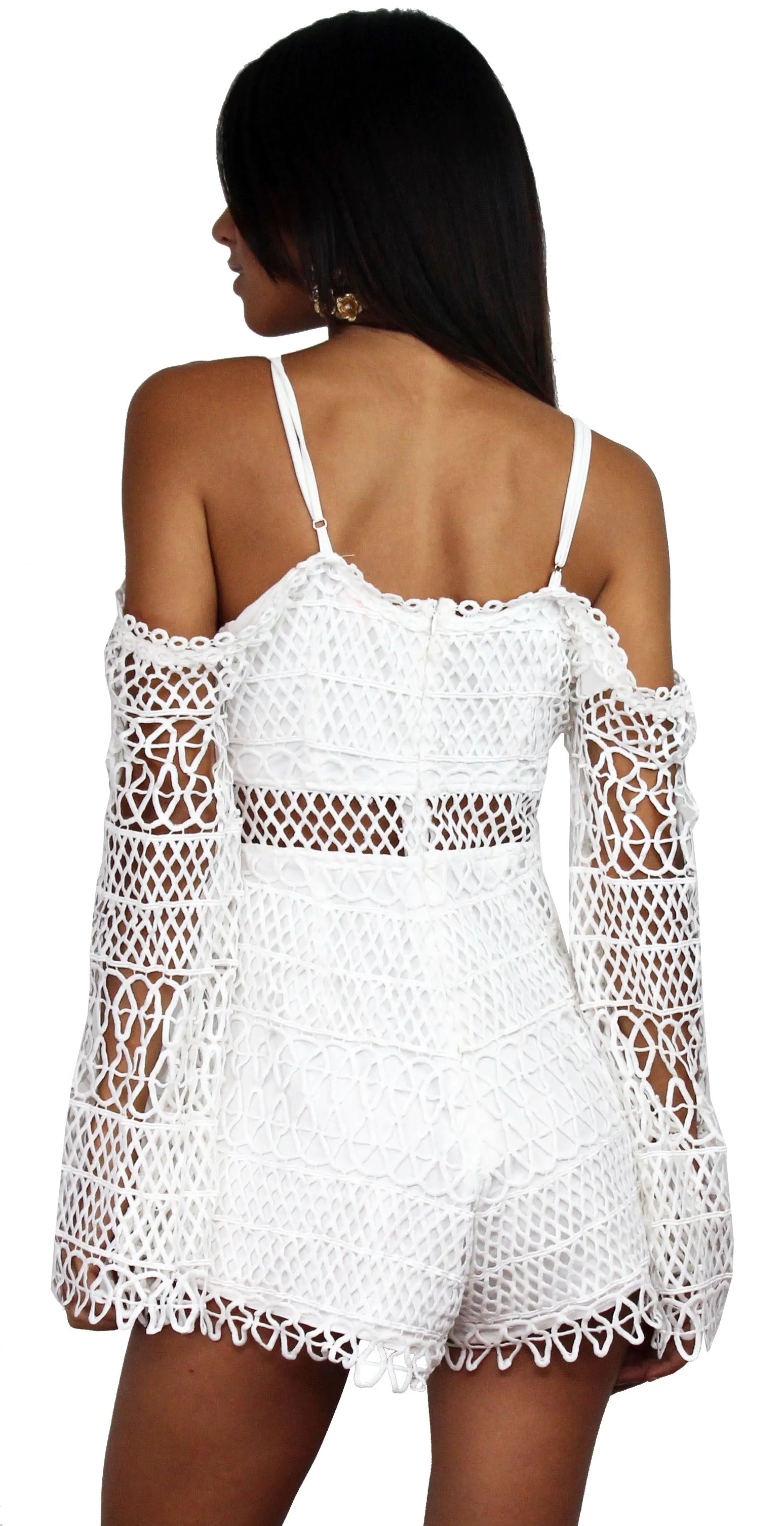 Pier Pleasure White Crochet Romper