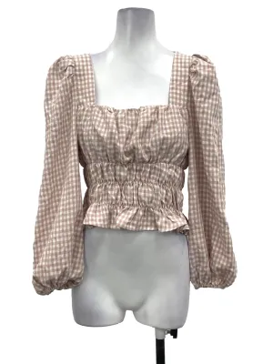 Pink Checkered Babydoll Smocked Top