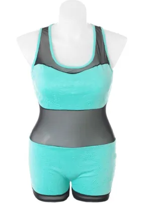 Plus Size Bodycon Floral Teal Romper
