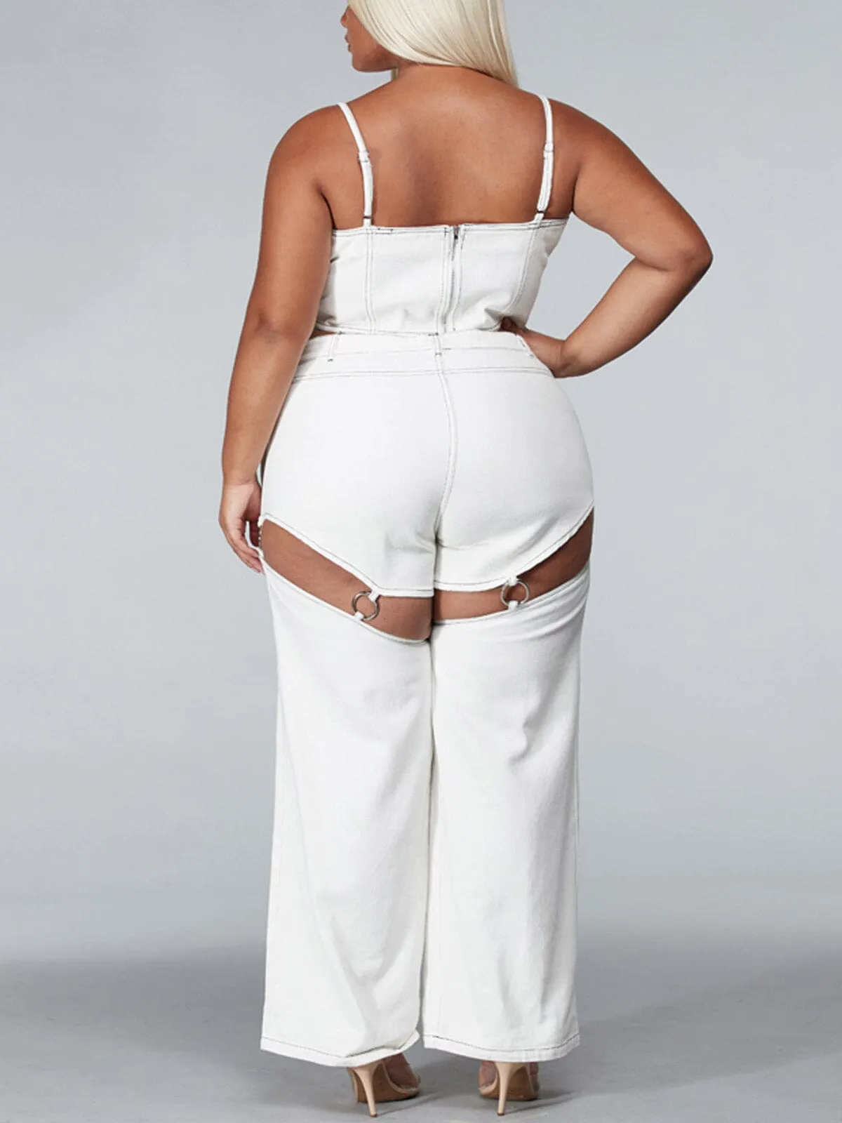 PLUS SIZE SLEEVELESS 2PC. TOP & PANTS CUT OUT  SET