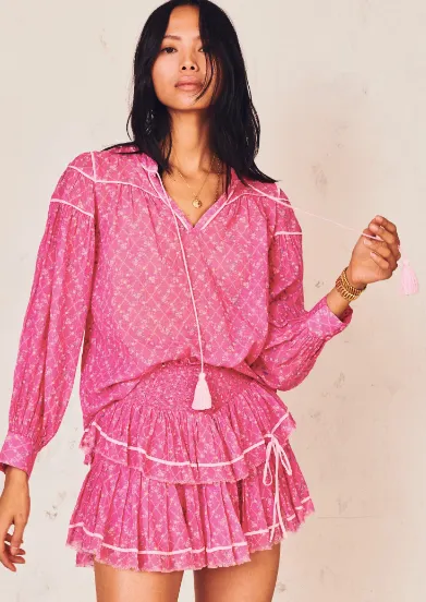 Prairie Peasant Top (Fuchsia Berry)