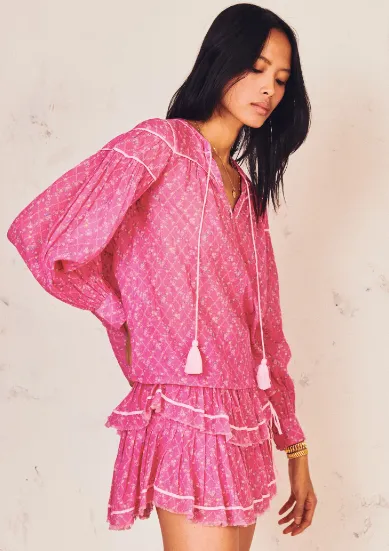 Prairie Peasant Top (Fuchsia Berry)