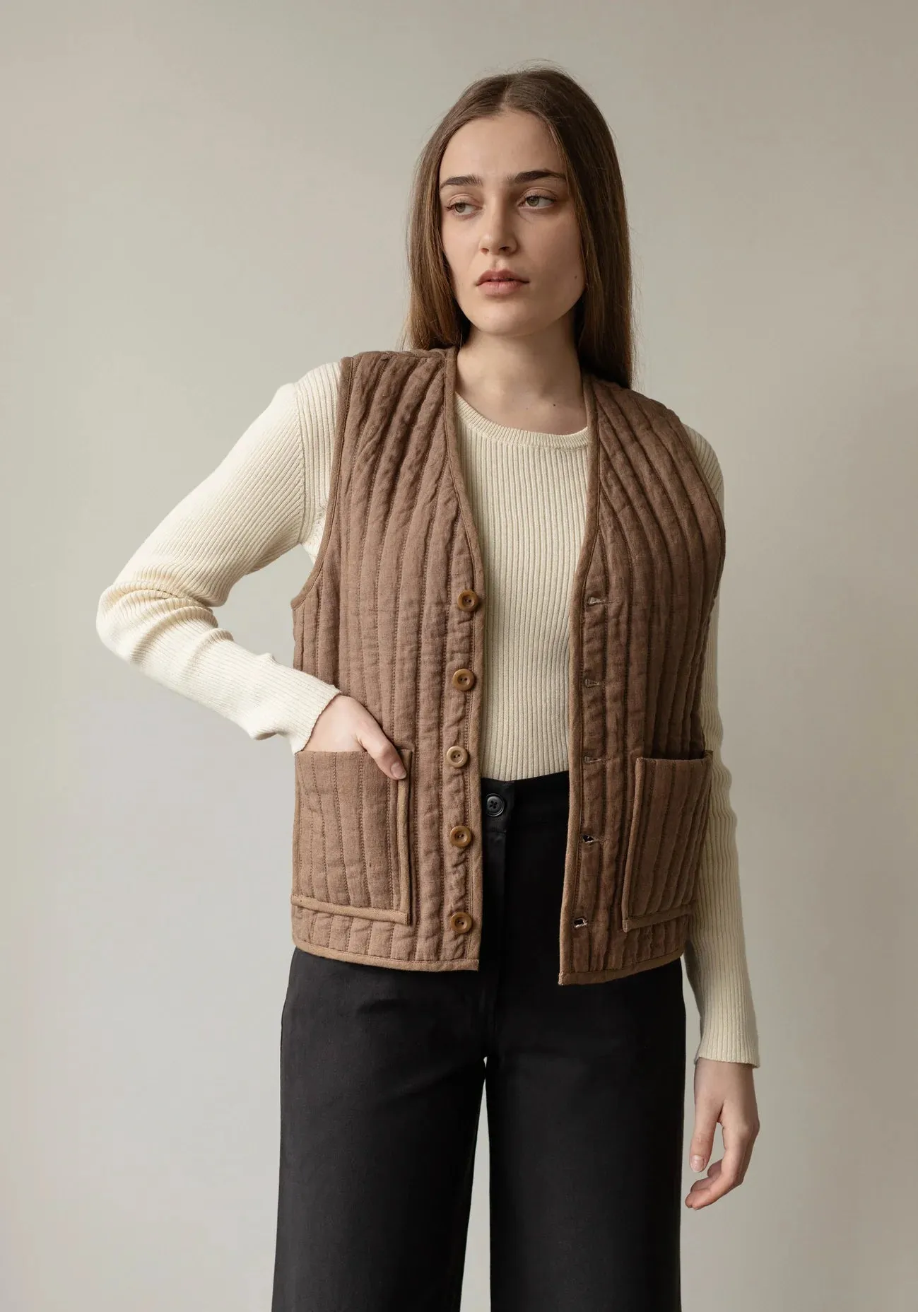 Quilted Vest - Cocoa