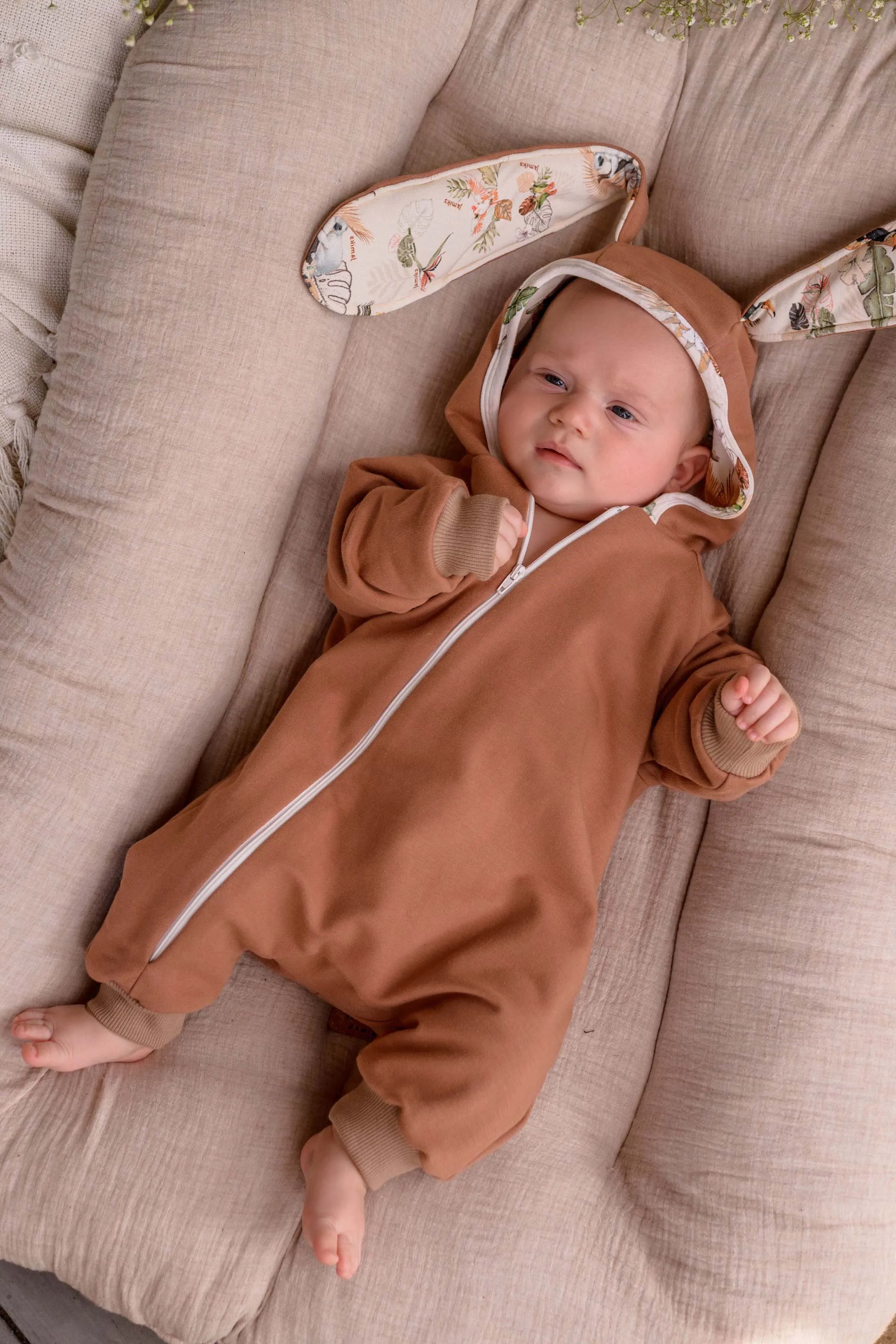 "Andrea" Caramel Bunny Ear Romper