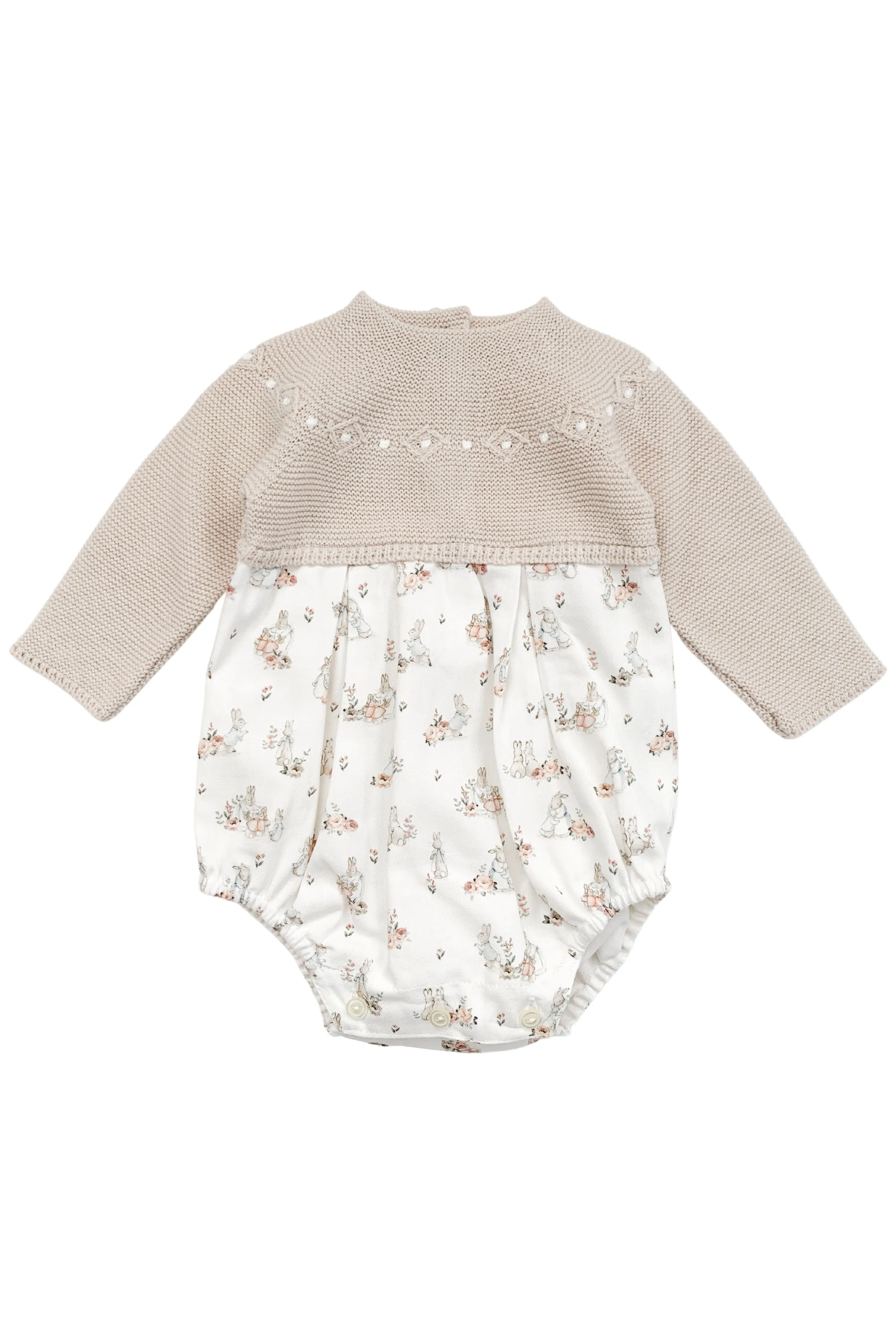 "Arden" Stone Half Knit Peter Rabbit Romper