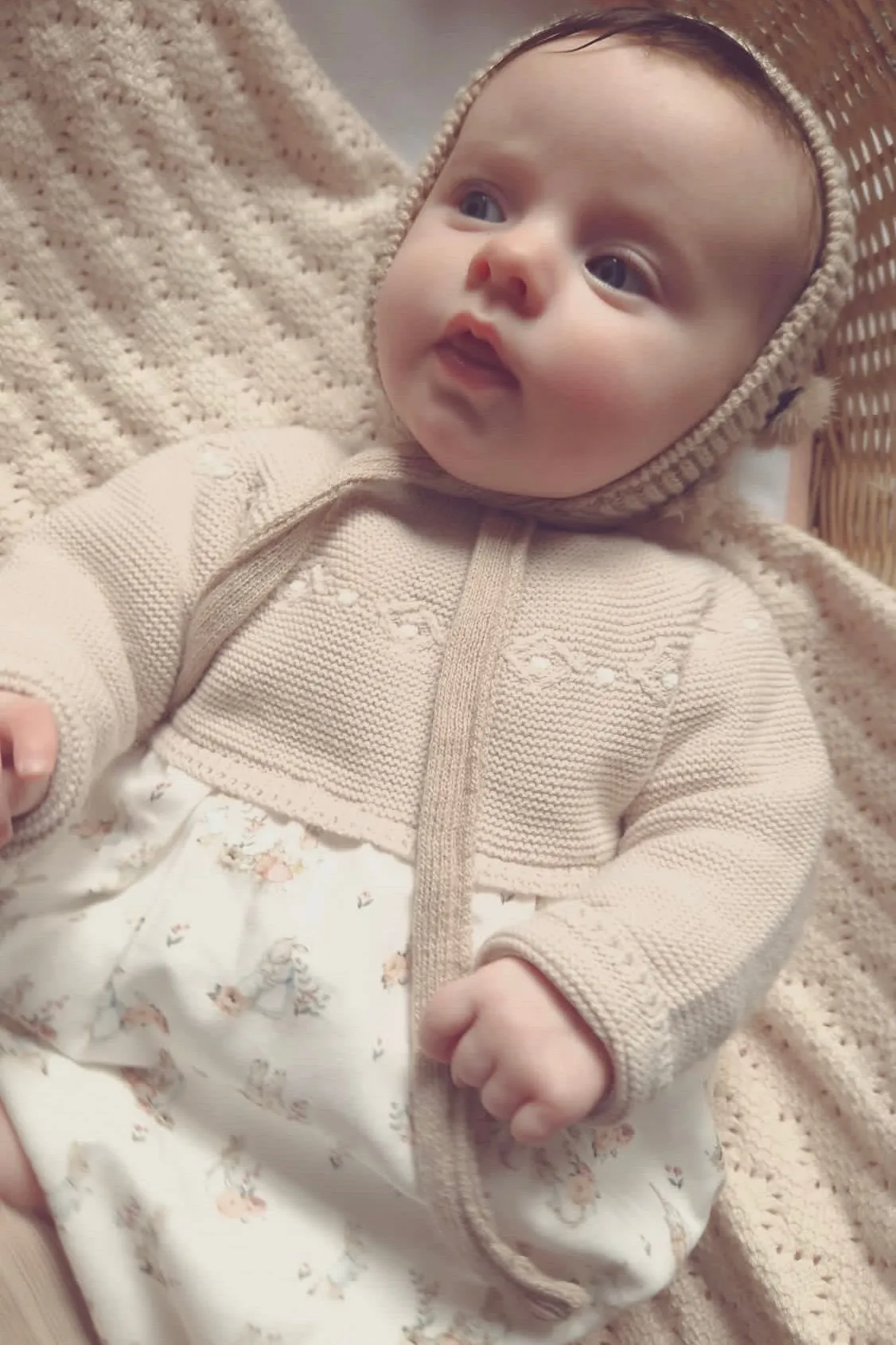 "Arden" Stone Half Knit Peter Rabbit Romper