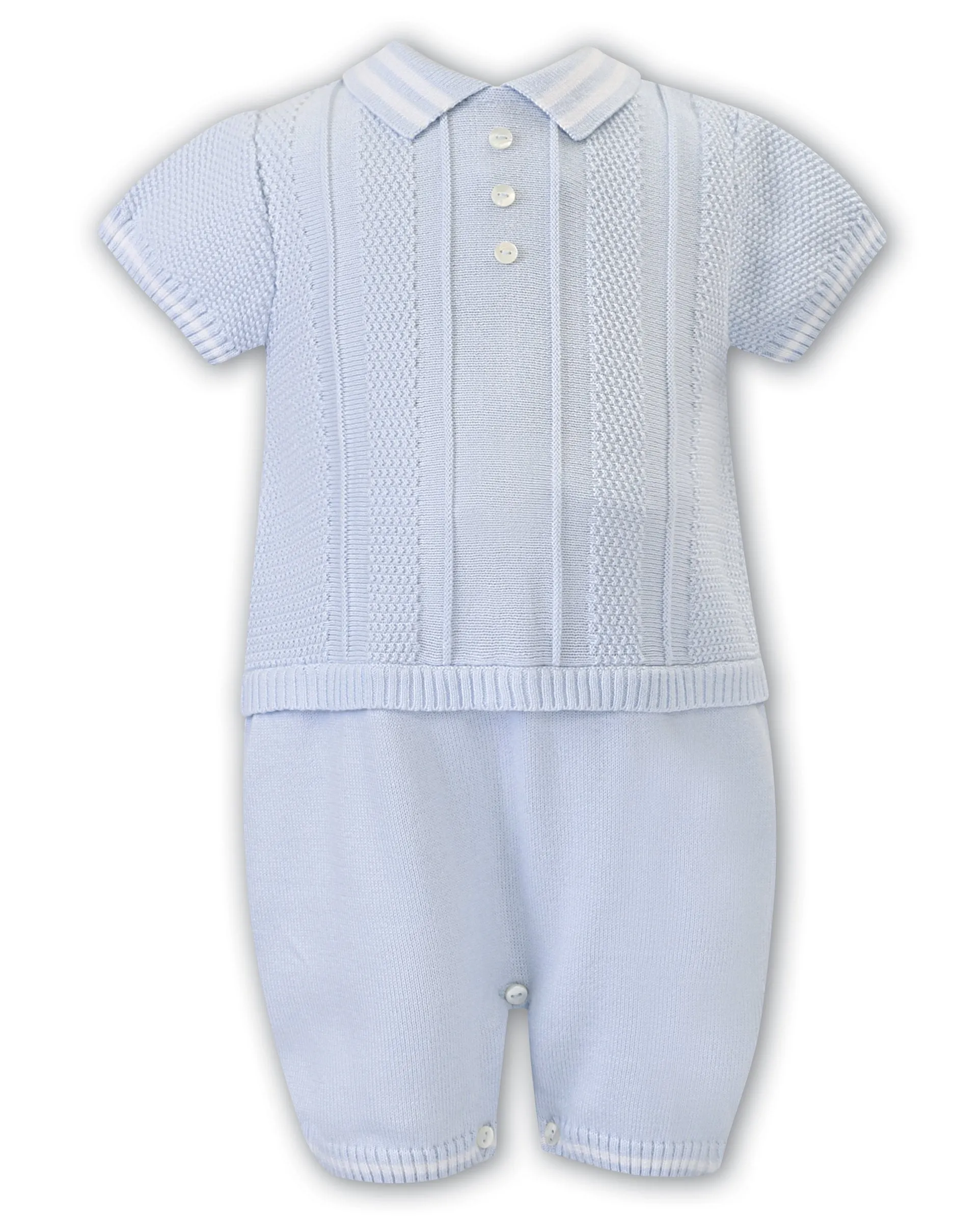 "Bertie" Blue Knitted Romper