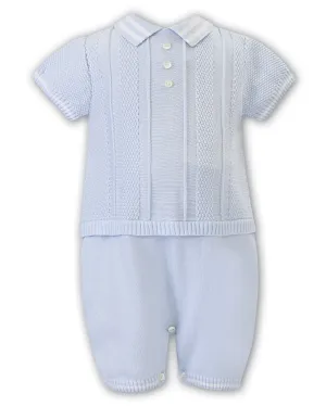 "Bertie" Blue Knitted Romper