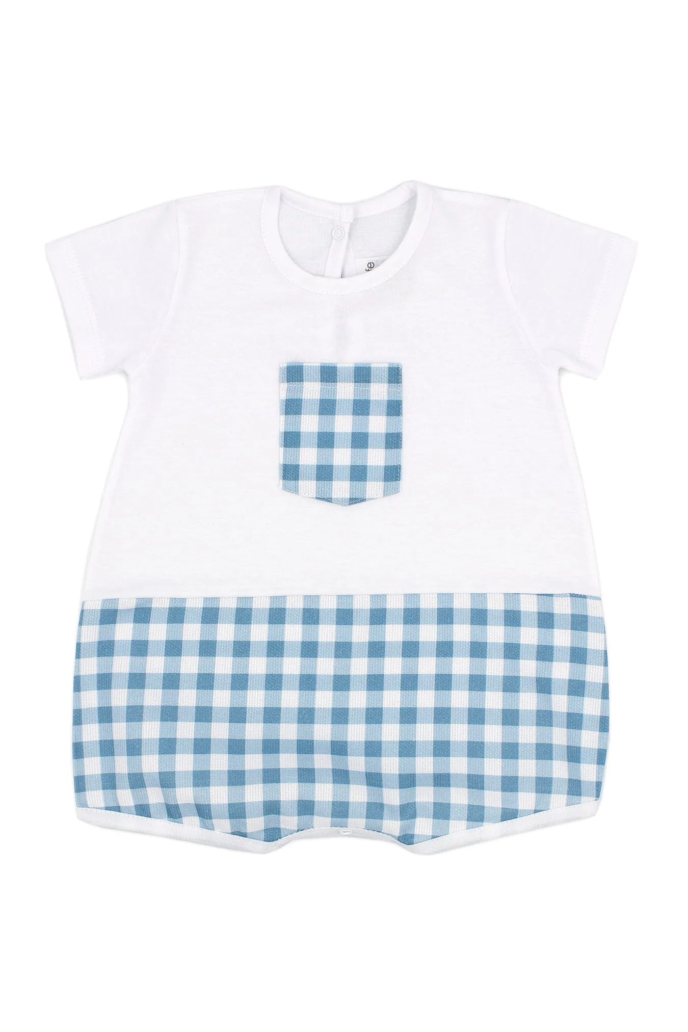 "Ollie" Teal Gingham Romper