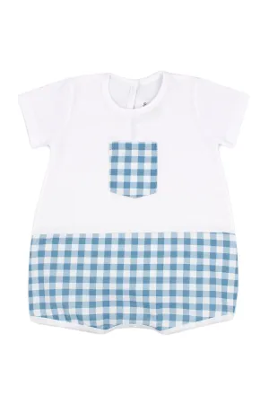 "Ollie" Teal Gingham Romper