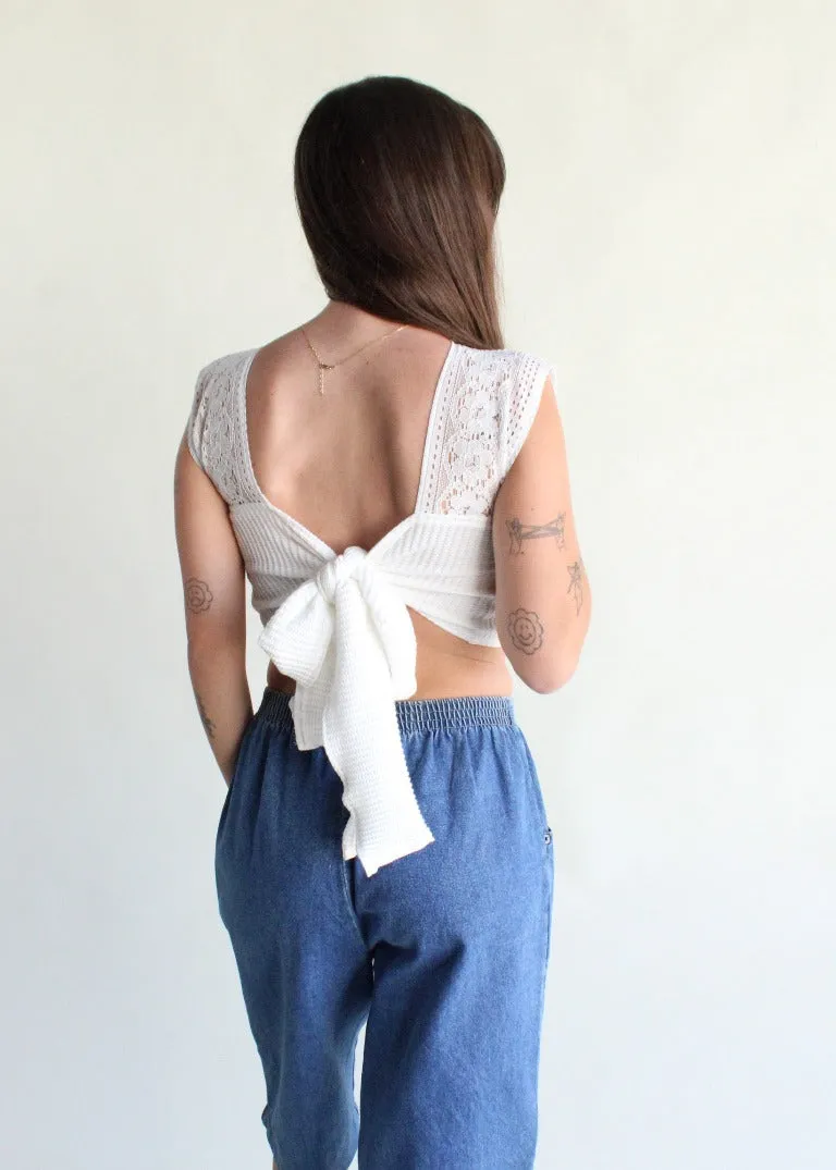 RCYCLD Thermal   Lace Tie Top