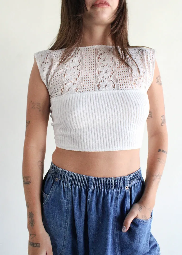 RCYCLD Thermal   Lace Tie Top