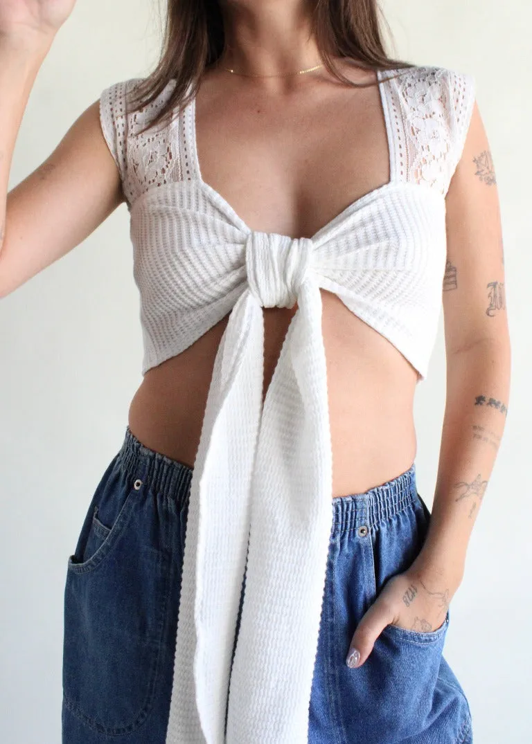 RCYCLD Thermal   Lace Tie Top