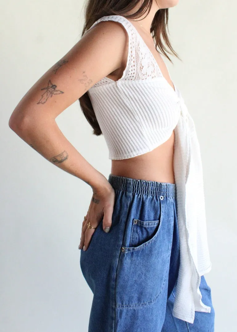 RCYCLD Thermal   Lace Tie Top