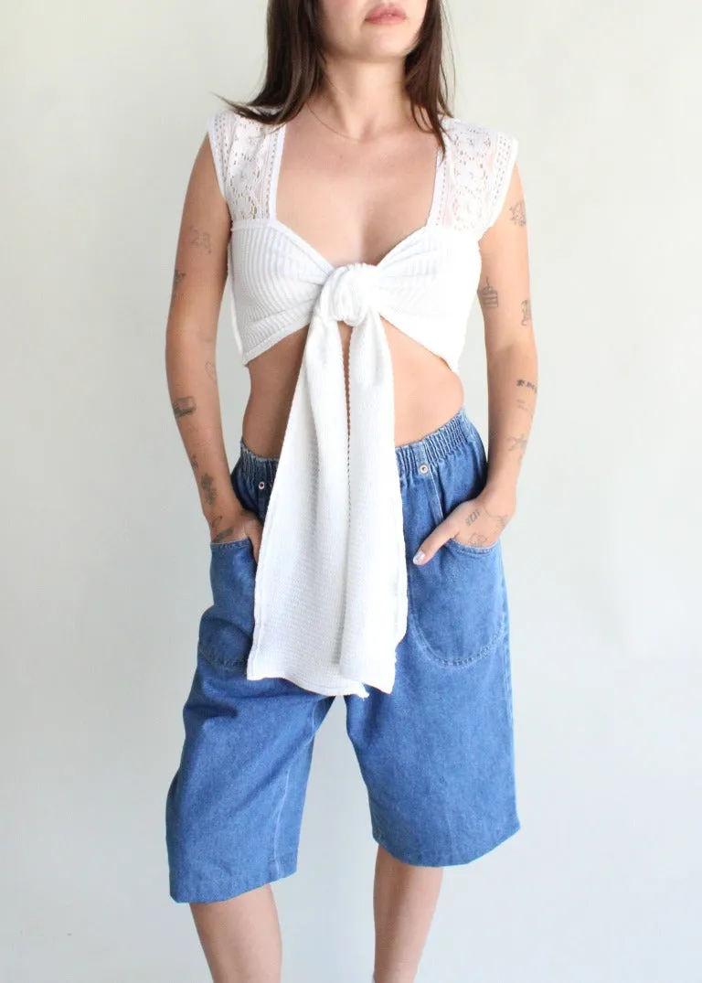 RCYCLD Thermal   Lace Tie Top