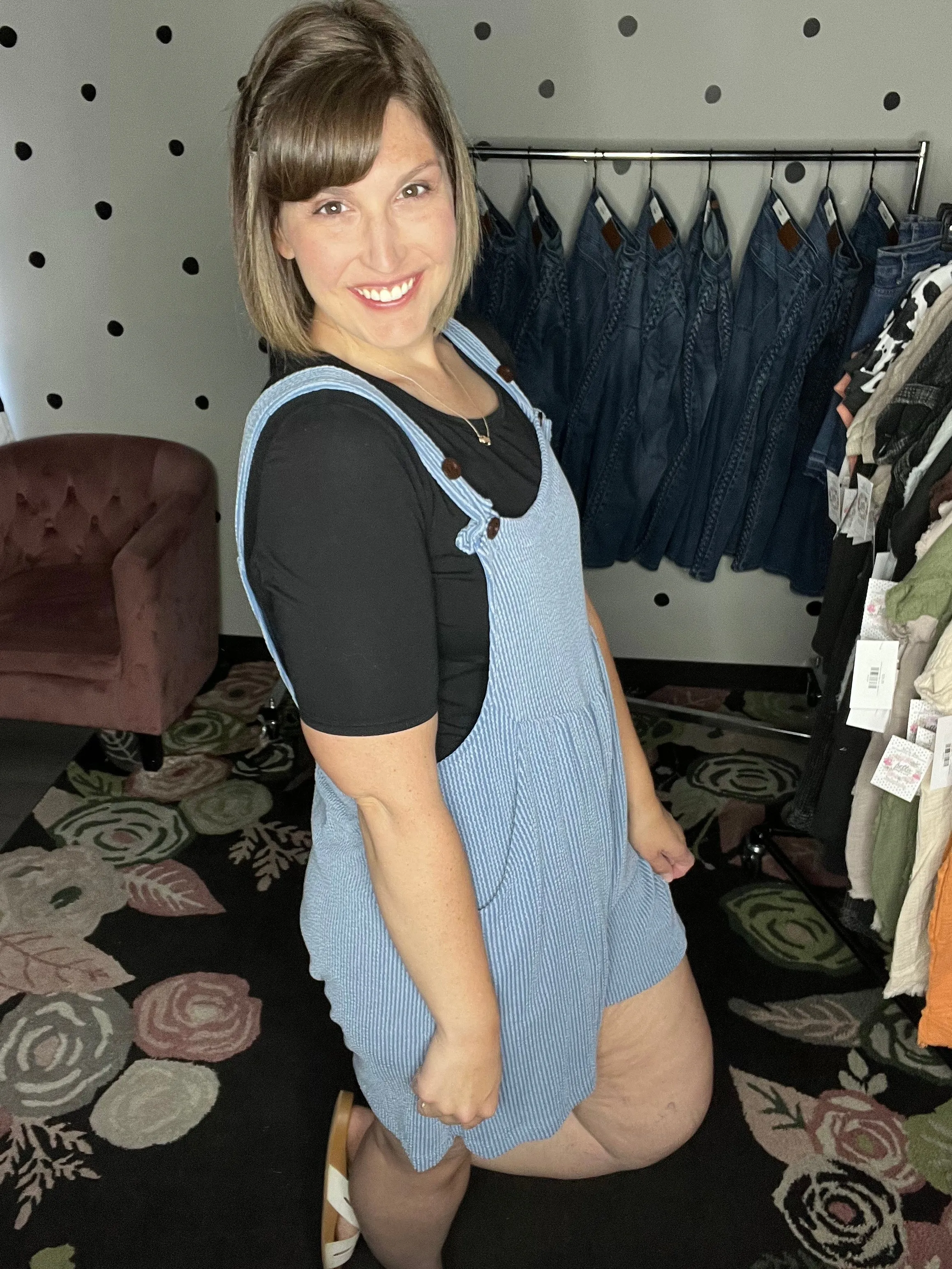 Ribbed Knit Overall Rompers