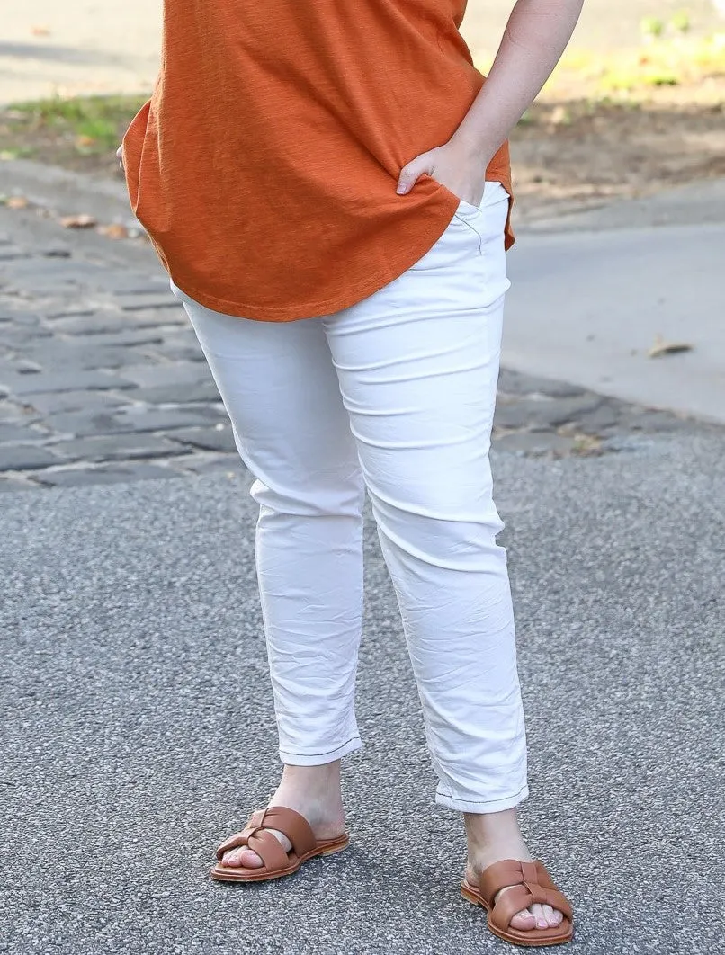 Riley Denim Joggers - White