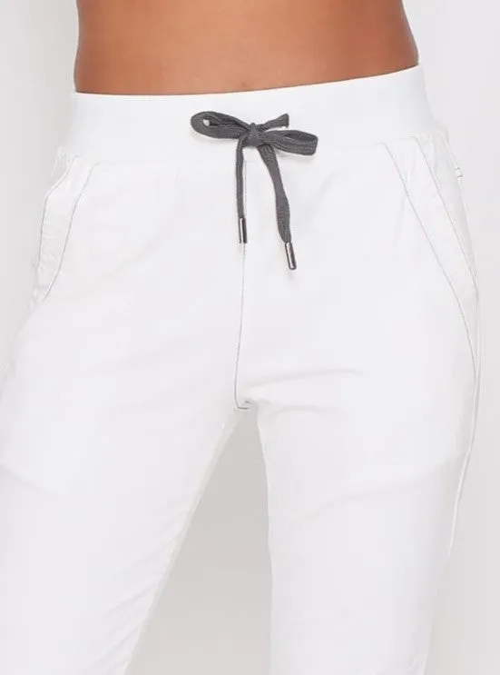 Riley Denim Joggers - White
