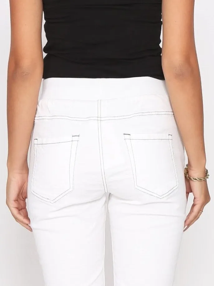 Riley Denim Joggers - White