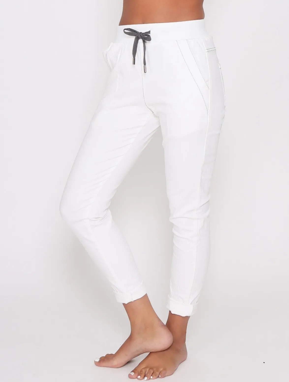Riley Denim Joggers - White