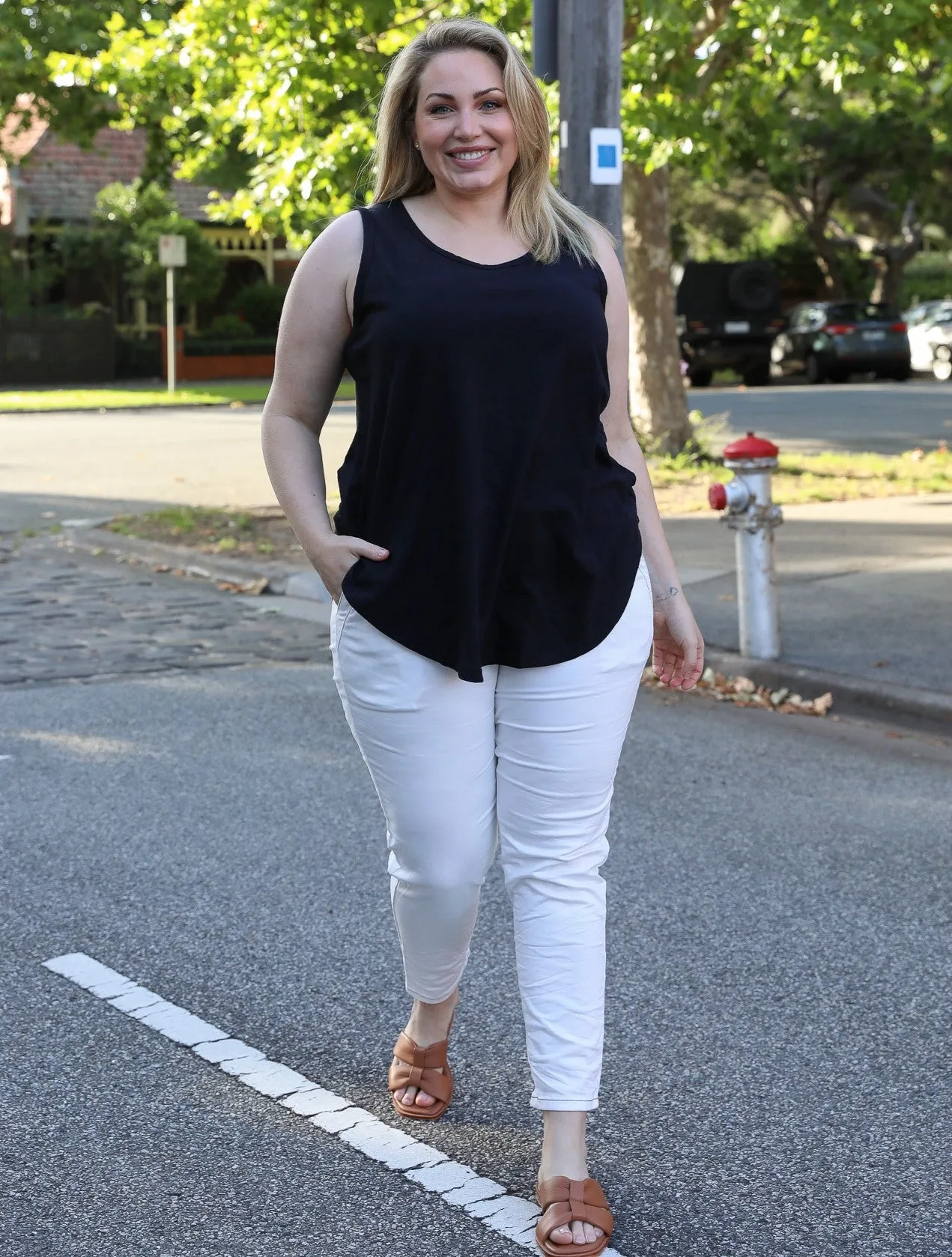 Riley Denim Joggers - White