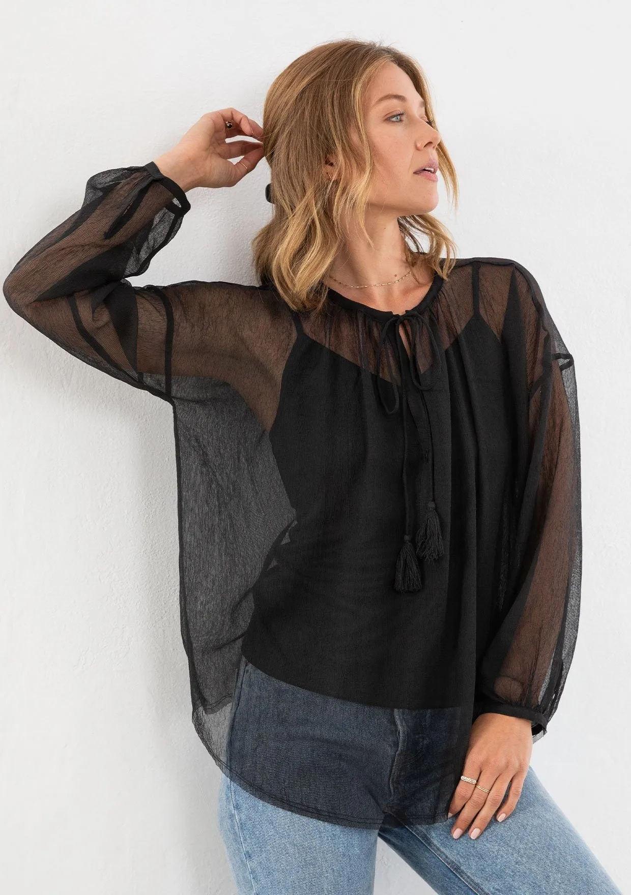 Sheer Delight Peasant Blouse