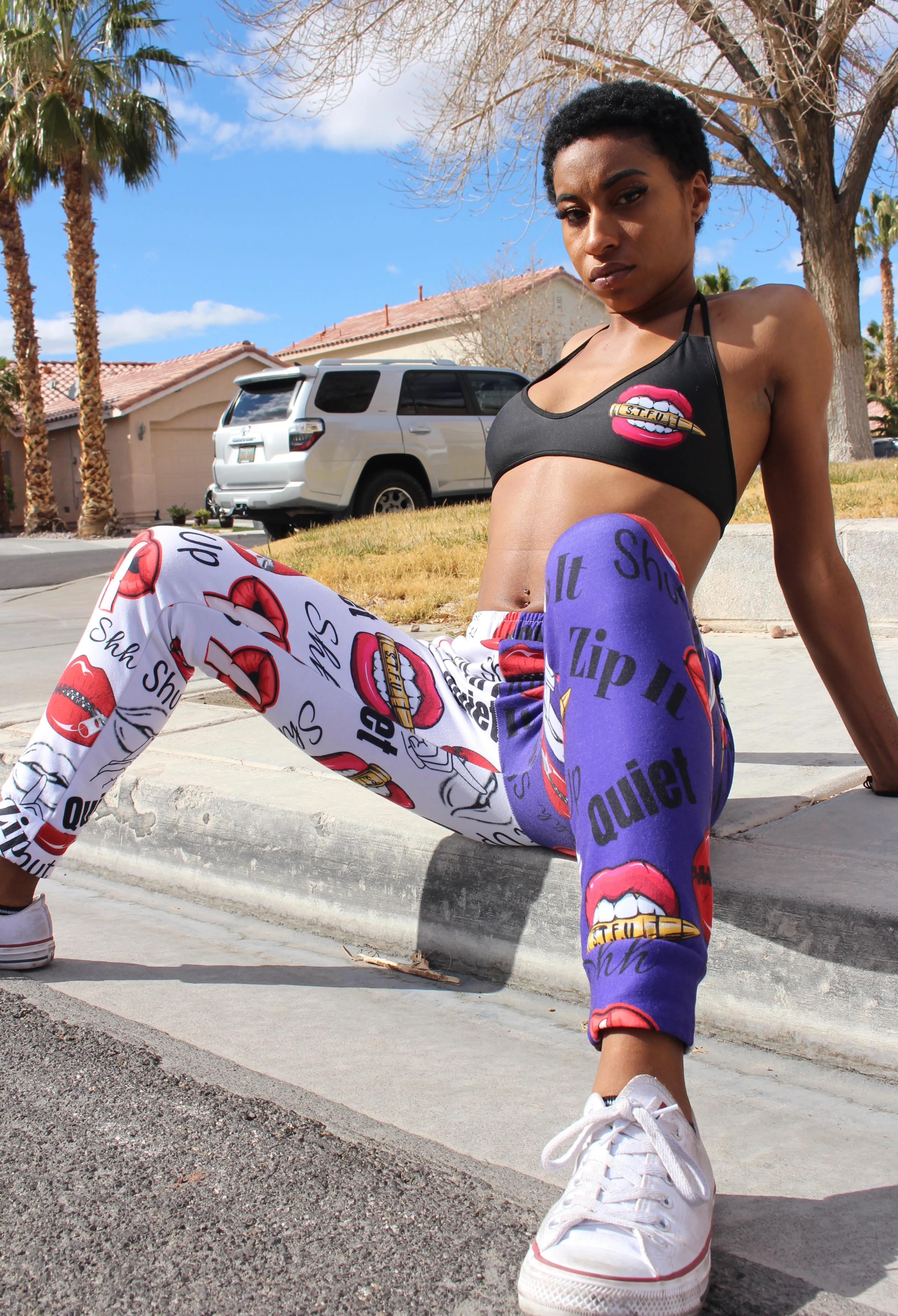 Shhhut Up Women's Joggers - White/Purple