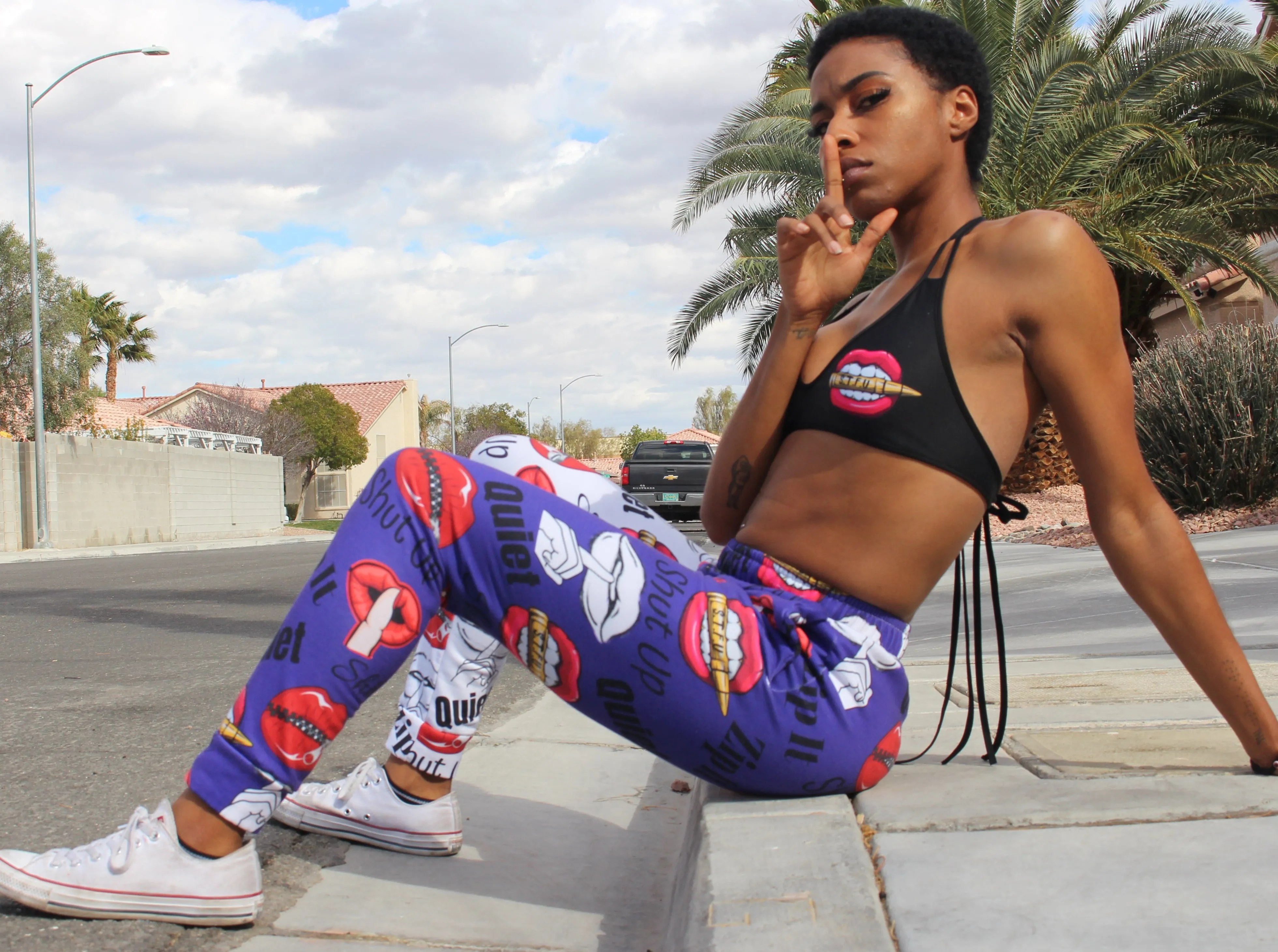 Shhhut Up Women's Joggers - White/Purple