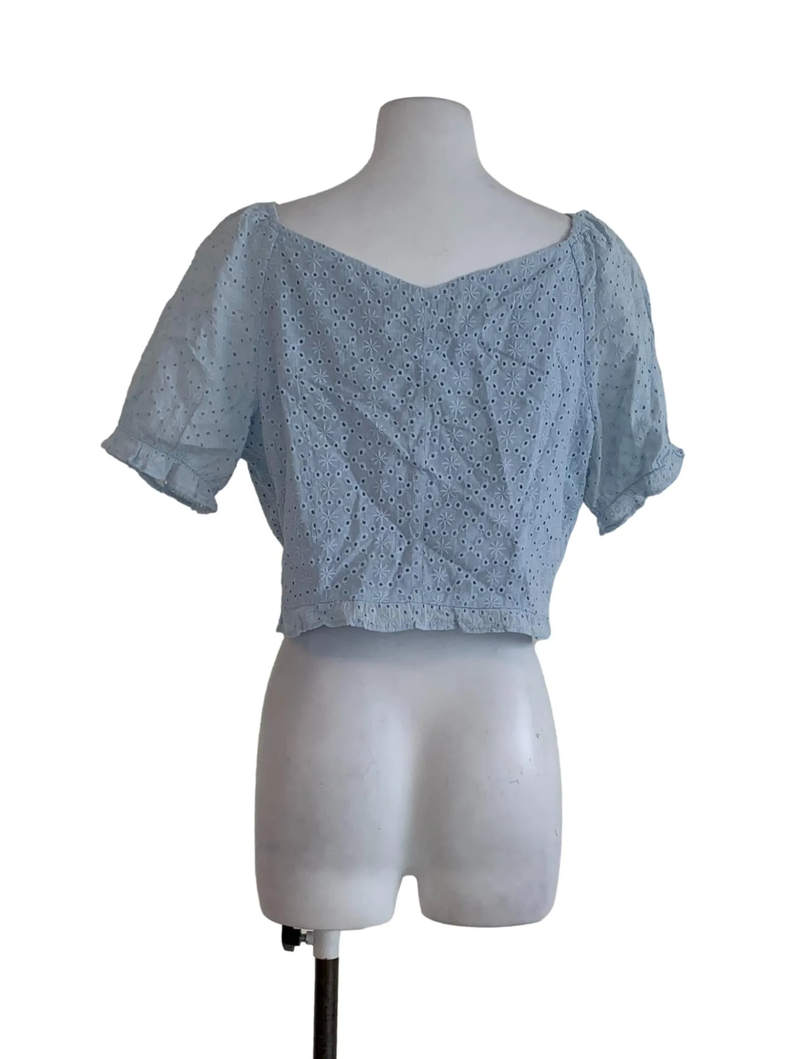 Sky Blue Eyelet Lace Blouse