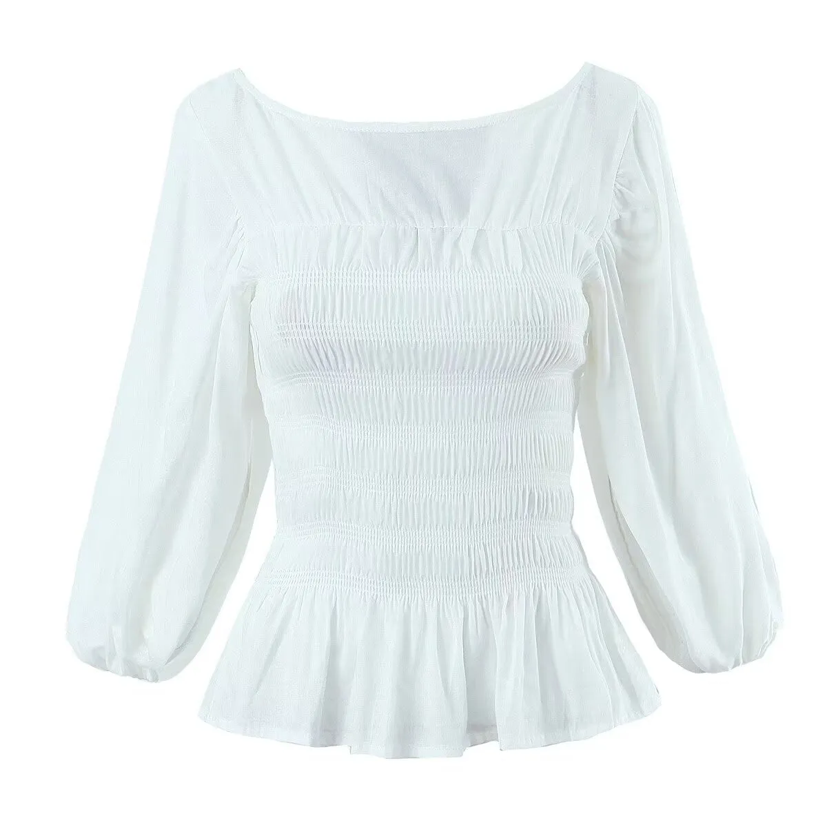 Smocked Balloon 3/4 Sleeve Top